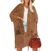 imageBsubseach Lace Kimonos for Women 2025 Swim Cover Up Summer Beach Coverup Open Front Sheer Kimono CardiganBrown