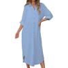imageBsubseach Swimsuit Coverup for Women 2024 Casual Dresses Button Down Beach Dress Long Kimonos Cardigans with PocketsSky Blue