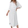 imageBsubseach Swimsuit Coverup for Women 2024 Casual Dresses Button Down Beach Dress Long Kimonos Cardigans with PocketsWhite