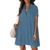 imageBsubseach Swimsuit Coverup for Women Swimwear Button Bathing Suit Cover Up Shirt Casual Dresses Beach Vacation WearHaze Blue