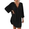 imageBsubseach Women Beach Cover Ups Shirt Bikini Swimsuit Coverup Swimwear Bathing Suit Cover UpBlack