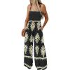 imageBsubseach Women Boho Jumpsuits Sleeveless Floral Print High Waist Wide Leg Overalls with Pocket 2025 Summer Vacation OutfitsBlack
