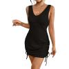 imageBsubseach Womens Sexy Swimsuit Coverup Sleeveless Tank Beach Dress with Drawstring Bodycon Summer Mini Dress Coverups 2025Black