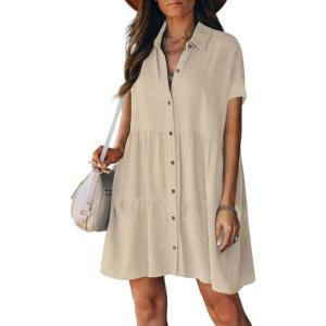 imageBsubseach Swimsuit Coverup for Women Swimwear Button Bathing Suit Cover Up Shirt Casual Dresses Beach Vacation WearBeige