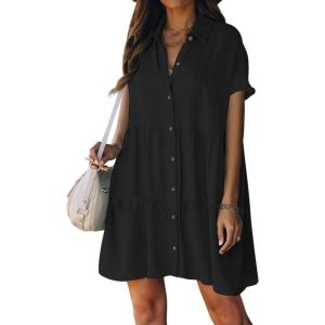 imageBsubseach Swimsuit Coverup for Women Swimwear Button Bathing Suit Cover Up Shirt Casual Dresses Beach Vacation WearBlack