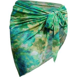 imageBsubseach Women 2025 Beach Sarong Bathing Suit Tie Dye Wrap Skirt Sheer Bikini Swimsuit Cover Ups for SwimwearGreen Yellow
