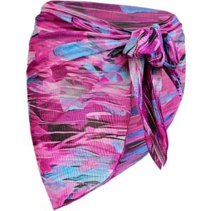 imageBsubseach Women 2025 Beach Sarong Bathing Suit Tie Dye Wrap Skirt Sheer Bikini Swimsuit Cover Ups for SwimwearRose Red
