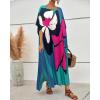 imageBsubseach Long Swimsuit Coverup for Women Plus Size Kaftan Dress Summer Beach Cover Up CaftanBlueflower Print
