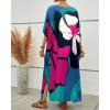 imageBsubseach Long Swimsuit Coverup for Women Plus Size Kaftan Dress Summer Beach Cover Up CaftanBlueflower Print