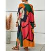 imageBsubseach Long Swimsuit Coverup for Women Plus Size Kaftan Dress Summer Beach Cover Up CaftanLflower Print