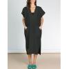 imageBsubseach Women Plaid Swimsuit Cover Up V Neck Kaftan Dresses Caftan Maxi DressBlack