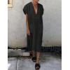 imageBsubseach Women Plaid Swimsuit Cover Up V Neck Kaftan Dresses Caftan Maxi DressBlack