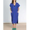 imageBsubseach Women Plaid Swimsuit Cover Up V Neck Kaftan Dresses Caftan Maxi DressDark Blue