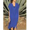 imageBsubseach Women Plaid Swimsuit Cover Up V Neck Kaftan Dresses Caftan Maxi DressDark Blue