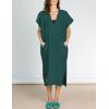 imageBsubseach Women Plaid Swimsuit Cover Up V Neck Kaftan Dresses Caftan Maxi DressGreen