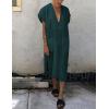 imageBsubseach Women Plaid Swimsuit Cover Up V Neck Kaftan Dresses Caftan Maxi DressGreen