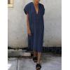 imageBsubseach Women Plaid Swimsuit Cover Up V Neck Kaftan Dresses Caftan Maxi DressNavy Blue