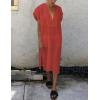 imageBsubseach Women Plaid Swimsuit Cover Up V Neck Kaftan Dresses Caftan Maxi DressOrange Red