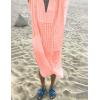 imageBsubseach Women Plaid Swimsuit Cover Up V Neck Kaftan Dresses Caftan Maxi DressPink