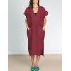 imageBsubseach Women Plaid Swimsuit Cover Up V Neck Kaftan Dresses Caftan Maxi DressRed