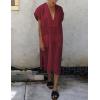 imageBsubseach Women Plaid Swimsuit Cover Up V Neck Kaftan Dresses Caftan Maxi DressRed