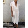 imageBsubseach Women Plaid Swimsuit Cover Up V Neck Kaftan Dresses Caftan Maxi DressWhite