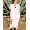 imageBsubseach Women Plaid Swimsuit Cover Up V Neck Kaftan Dresses Caftan Maxi DressWhite