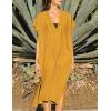 imageBsubseach Women Plaid Swimsuit Cover Up V Neck Kaftan Dresses Caftan Maxi DressYellow