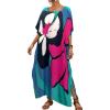 imageBsubseach Long Swimsuit Coverup for Women Plus Size Kaftan Dress Summer Beach Cover Up CaftanBlueflower Print