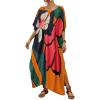 imageBsubseach Long Swimsuit Coverup for Women Plus Size Kaftan Dress Summer Beach Cover Up CaftanLflower Print