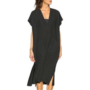 imageBsubseach Women Plaid Swimsuit Cover Up V Neck Kaftan Dresses Caftan Maxi DressBlack