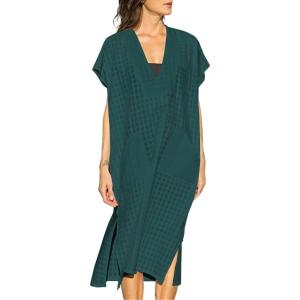 imageBsubseach Women Plaid Swimsuit Cover Up V Neck Kaftan Dresses Caftan Maxi DressGreen