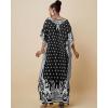imageBsubseach Ethnic Kaftan Dresses for Women Plus Size Beach Coverup Short Sleeve Beach Dress Caftan LoungewearBlack