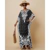 imageBsubseach Ethnic Kaftan Dresses for Women Plus Size Beach Coverup Short Sleeve Beach Dress Caftan LoungewearBlack
