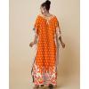 imageBsubseach Ethnic Kaftan Dresses for Women Plus Size Beach Coverup Short Sleeve Beach Dress Caftan LoungewearOrange