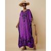 imageBsubseach Ethnic Kaftan Dresses for Women Plus Size Beach Coverup Short Sleeve Beach Dress Caftan LoungewearPurple