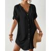 imageBsubseach Swimsuit Coverup for Women Bathing Suit Cover Up Button Down Shirt Beach Dress Vacation OutfitsBlack