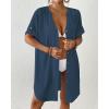 imageBsubseach Swimsuit Coverup for Women Bathing Suit Cover Up Button Down Shirt Beach Dress Vacation OutfitsDark Blue