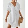 imageBsubseach Swimsuit Coverup for Women Bathing Suit Cover Up Button Down Shirt Beach Dress Vacation OutfitsWhite