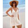 imageBsubseach Swimsuit Coverup for Women Crochet Bathing Suit Cover Up 2025 Summer Swimwear Knit Sleeveless Beach Tank DressWhite