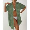 imageBsubseach Swimsuit Coverup for Women Swiss Dot Bathing Suit Swimwear Button Down Beach Shirt Cover Up Resort WearArmy Green
