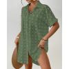 imageBsubseach Swimsuit Coverup for Women Swiss Dot Bathing Suit Swimwear Button Down Beach Shirt Cover Up Resort WearArmy Green