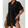 imageBsubseach Swimsuit Coverup for Women Swiss Dot Bathing Suit Swimwear Button Down Beach Shirt Cover Up Resort WearBlack