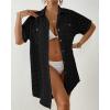 imageBsubseach Swimsuit Coverup for Women Swiss Dot Bathing Suit Swimwear Button Down Beach Shirt Cover Up Resort WearBlack