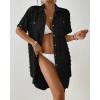 imageBsubseach Swimsuit Coverup for Women Swiss Dot Bathing Suit Swimwear Button Down Beach Shirt Cover Up Resort WearBlack