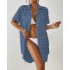 imageBsubseach Swimsuit Coverup for Women Swiss Dot Bathing Suit Swimwear Button Down Beach Shirt Cover Up Resort WearHaze Blue