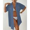 imageBsubseach Swimsuit Coverup for Women Swiss Dot Bathing Suit Swimwear Button Down Beach Shirt Cover Up Resort WearHaze Blue