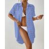 imageBsubseach Swimsuit Coverup for Women Swiss Dot Bathing Suit Swimwear Button Down Beach Shirt Cover Up Resort WearLight Blue