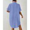 imageBsubseach Swimsuit Coverup for Women Swiss Dot Bathing Suit Swimwear Button Down Beach Shirt Cover Up Resort WearLight Blue