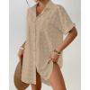 imageBsubseach Swimsuit Coverup for Women Swiss Dot Bathing Suit Swimwear Button Down Beach Shirt Cover Up Resort WearLight Khaki